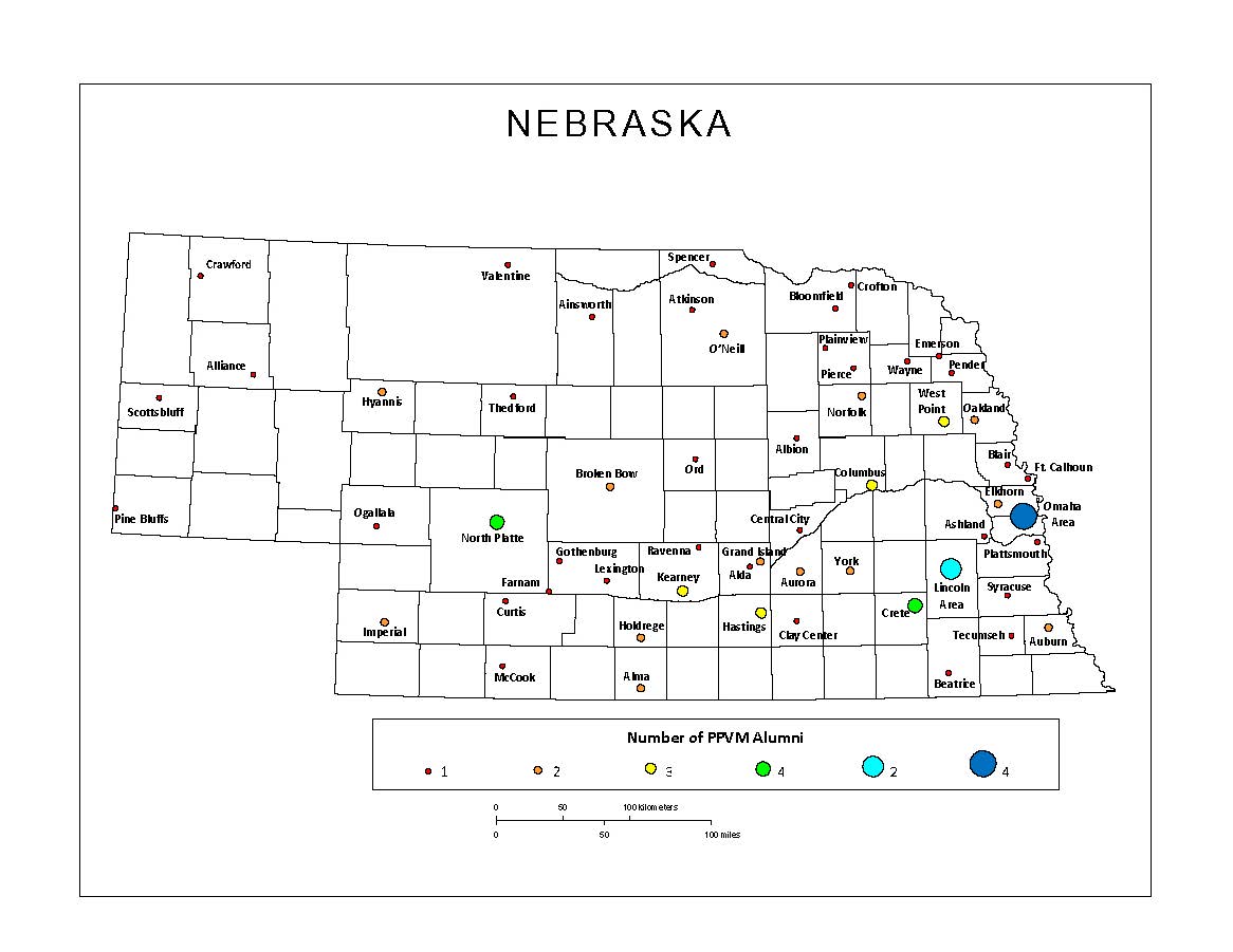 PPVM Alumni Location Nebraska Map