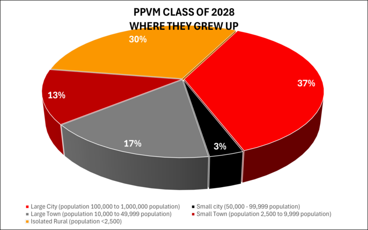 chart showing where the Class of 2028 grew up