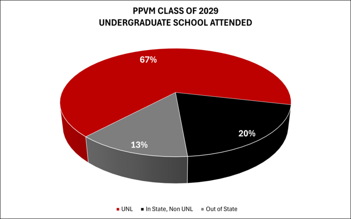 Pie chart showing where the Class of 2029 students attending undergraduate school
