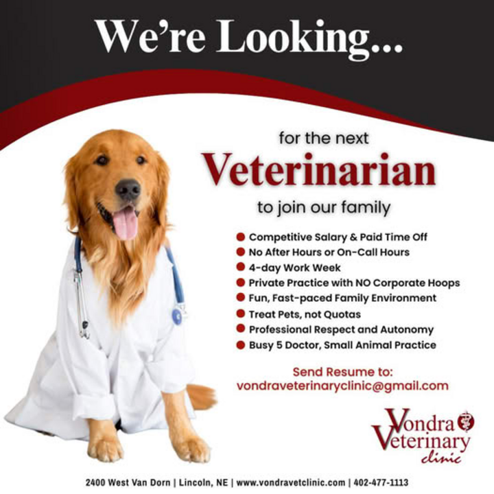 Vondra Veterinary Clinic job announcement